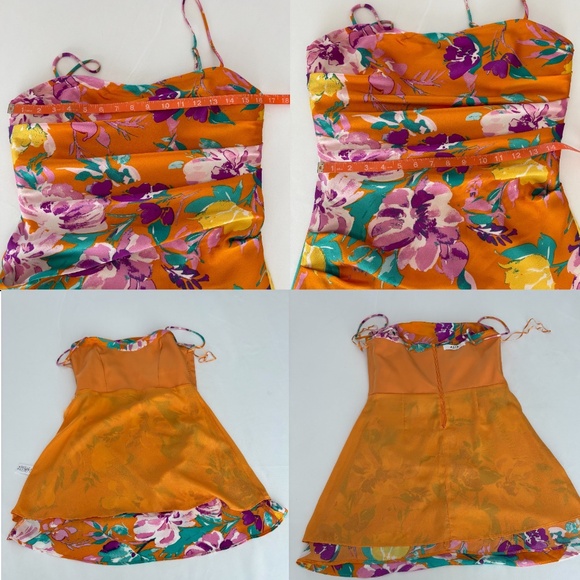 ASTR the Label Cerinthe Satin Floral Mini Dress in Orange - Picture 16 of 17
